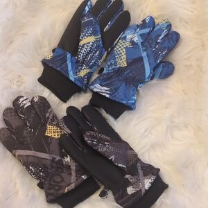 2 Pack Blue and Black Winter Gloves Big Kids 10-12 Years